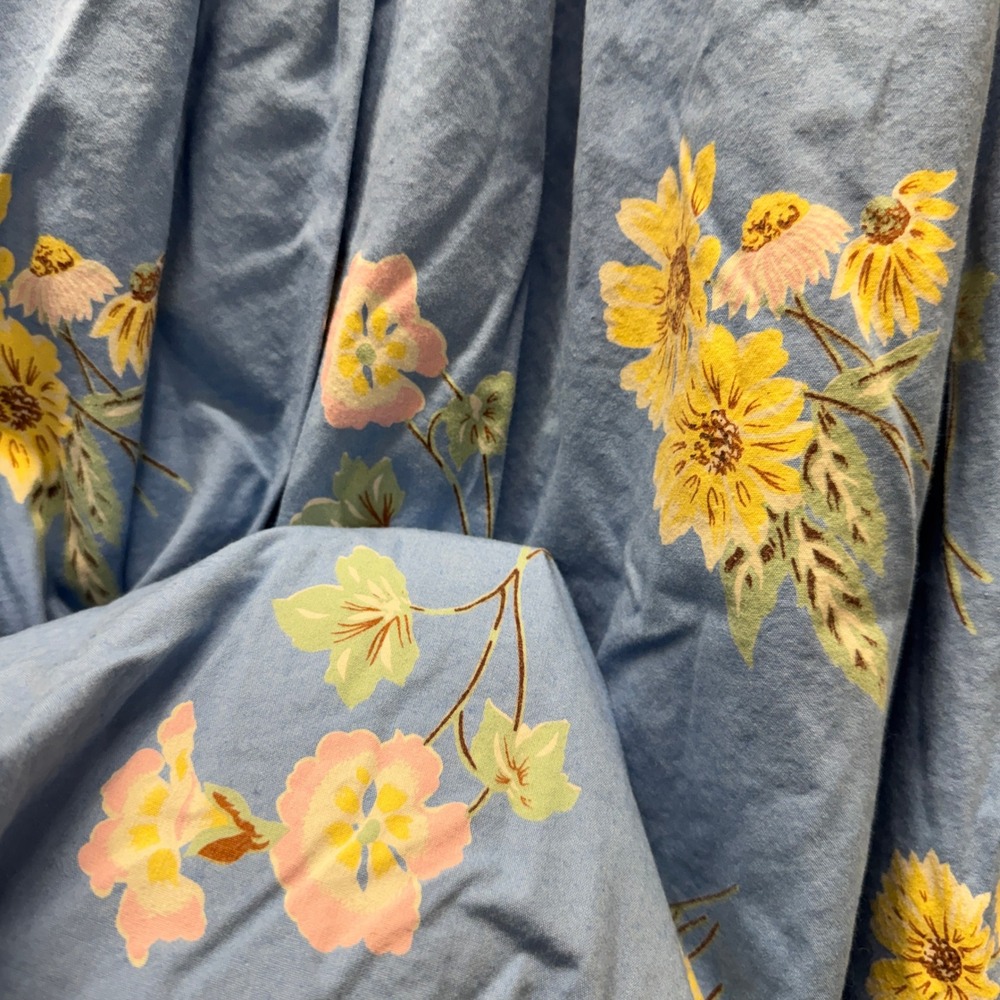 Orvis Midi Skirt Womens 14 Floral Blue Boho Cottage Core + Pockets Elastic Waist - Picture 8 of 9